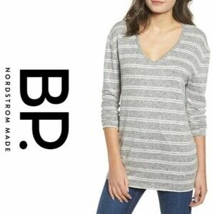 ⭐Gray Nordstrom BP Striped Oversized Lightweight Sweater medium⭐
